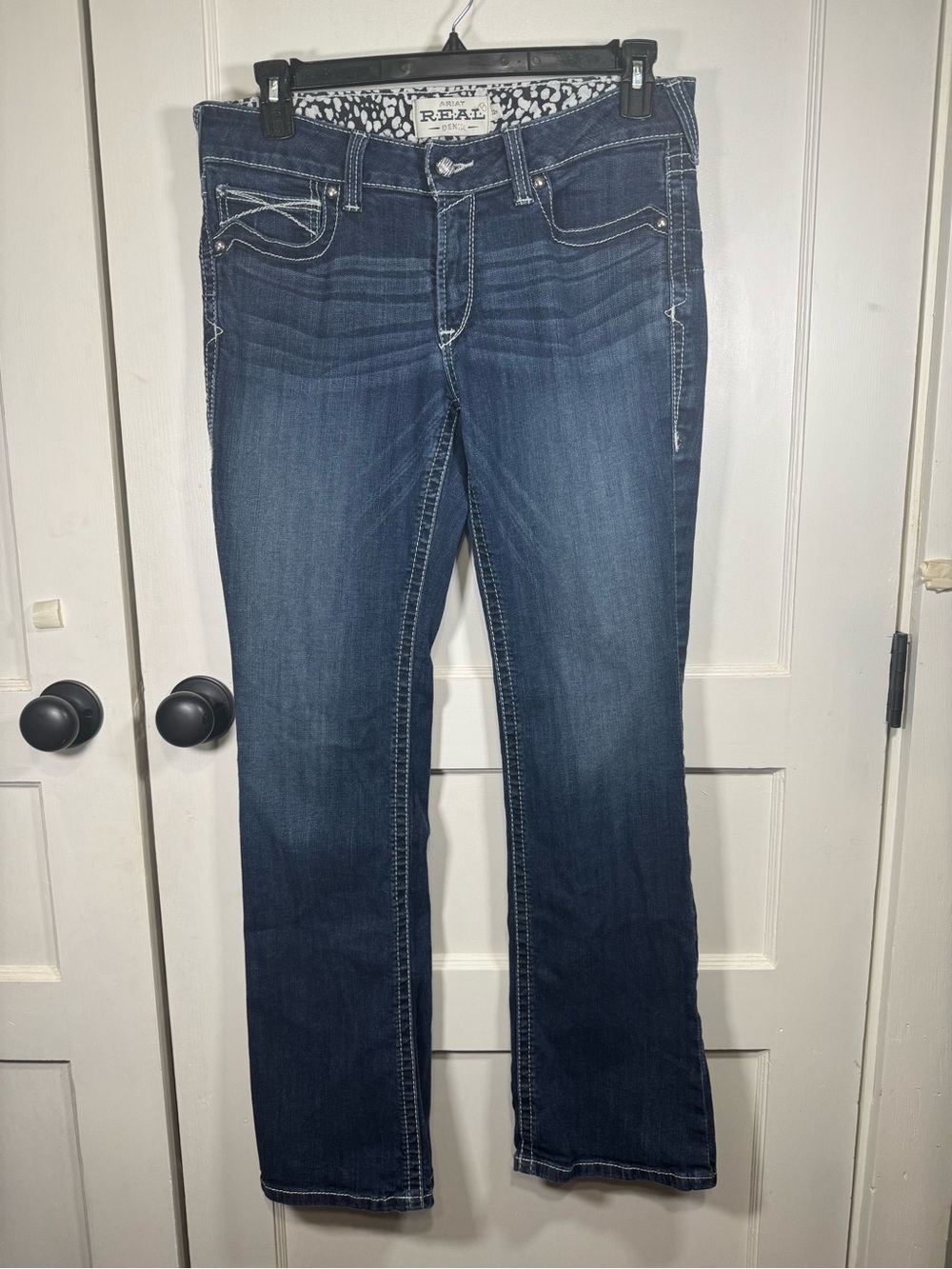 Ariat R.E.A.L. Low Rise Dark Blue Bootcut Jeans with Contrast Stitching